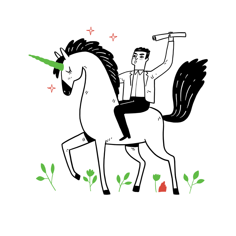 high net worth image man riding unicorn